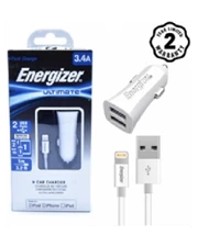 Sạc ô tô Energizer LW 3.4A 2USB + Lightning Cable - Chính hãng